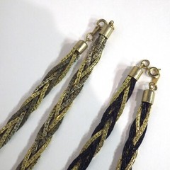 Set of 2 Vintage Flat Braided Necklaces Serpentine Chain Gold/Black/Silver 24″