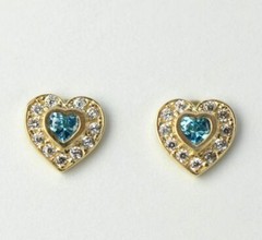 14k Solid White Gold Halo Heart Stud Earrings