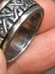 24. Vintage Celtic Sterling Silver 925 Patterned Spinner Band Ring 10g, 7s