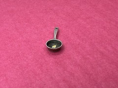 Vintage Sterling Silver Enamel Eggs in Frying Pan Iron Skillet Charm Pendant .8