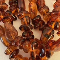 VTG Polished Baltic Amber Alternating Irregular Cognac Beads 22”Necklace 38g