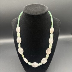 Phrehnite & Adventurine Stone Bead Necklace
