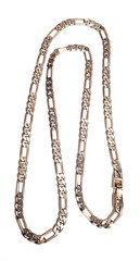 Vintage Classic Retro Style Chain Figaro Link Necklace Silver Tone Metal 22″ GUC
