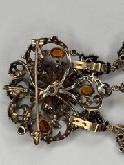 Antique Portuguese 19K Gold Silver Diamond Pearl Citrine Transform Parure Set