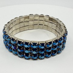 Gothic Blue Aurora Borealis Rhinestone Chunky Stretch Bracelet Gift