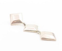 925 Sterling Silver Vintage Earrings BARRA Dangling Drop Square Design EG13519