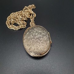 Victorian Style Enamel And Goldtoned Vintage Locket/Pendant Necklace. 24″ Chain