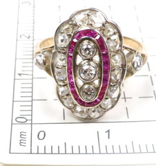 Victorian Edwardian Rose Diamond Engagement 14KY & Silver Rg Sz 6 UK-L1/2 EGLUSA
