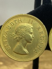 Vintage 1950s South Africa Elizabeth II Coin Clip On Earrings 1.25”