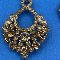 EARRINGS vintage large 1980s 1990s Evening Party Statement rhinestones goldtone