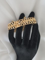 1950s Rhythm Bracelet Gold Filled Ornate 5/8″ Twisted Rope Oval Link 7.5″