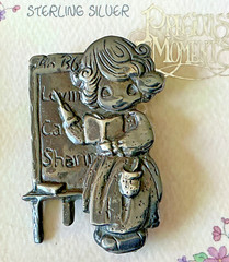 PMI Sterling Silver 925 Vintage Teacher Brooch Pin Precious Moments Original Box