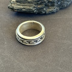 VTG Sterling Silver Spinner Dolphin Band Ring 925 sz 6