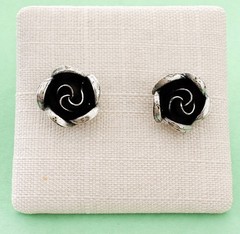 Vintage Mid-Century Modern Rose Post Earrings TEKA Germany 925 Sterling Silver