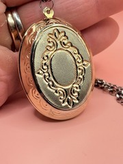 Vintage Longla Cloisonne Enamel Lotus Flower Locket Watch Pendant Art Deco Style