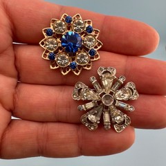 Vintage Rhinestone Scatter Pin Brooch Lot Star Snowflake Blue Clear Orange