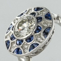 Timeless Art Deco Lab Created Diamond Floral Cluster Engagement 14K Gold FN Ring