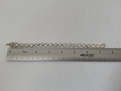 White Topaz Sterling Silver Oval Stones Prong Set Tennis Bracelet Thailand 7.4″