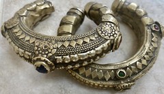 Pair Old Rajasthani Silver Alloy Bangle Bracelets Superb
