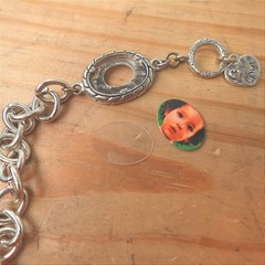 Y2K Photo Locket Charm Bracelet Silver Tone Picture Love Retro Chunk Jewelry
