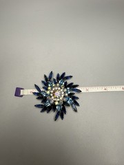 Juliana D&E BOOK PIECE Brooch Multi Blue Navettes w/AB & Clear Rhinestones 2.6”