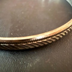 Vintage Bangle Bracelet Etched Textured Minimalist Everyday Jewelry Silver Tone