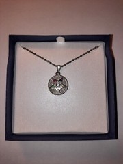 Vintage 14K white gold Masonic Eastern Star Pendant Charm & 20″ 10k rope chain