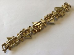 VTG JULIANA D & E 5 LINK SMOKED TOPAZ ARROW RHINESTONE TOPAZ BEAD BRACELET G19