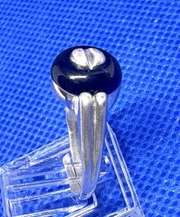 A18 Unique Adjustable 835 Silver Ring Size 7 est 1950s Black Onyx (925) Germany