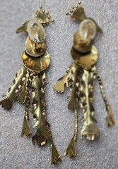 VINTAGE “LUNCH AT THE RITZ” RHINESTONE PEACOCK BIRD DANGLE CLIP ON EARRINGS