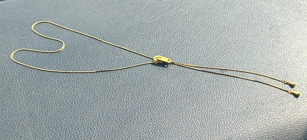 Vintage Gold Tone Bolo, Lariat Zipper, Choker Style Necklace