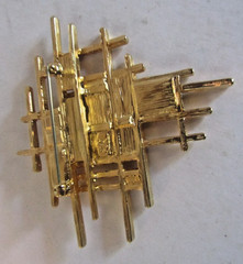 Vintage Lady Remington LR Enamel Brooch Rainbow Abstract 80’s Brutalist