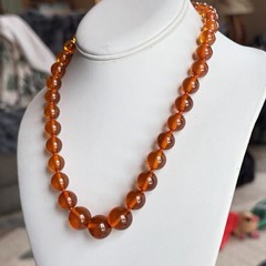 Vtg Beautiful Baltic Balls AMBER Beads Knotted Honey Color Necklace 36g