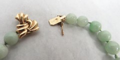 WONDERFUL JADE 9mm BEADS WITH 14K GOLD CLASP 30″ NECKLACE