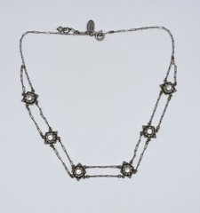 Liz Palacios SF Vintage Crystal Festoon Necklace Filigree Multistrand Art Deco