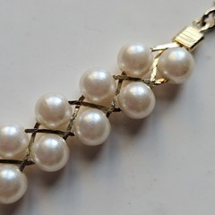 Vintage Avon Faux Pearl and Gold-tone Woven Necklace