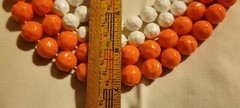 Vintage 1960s 1970s Orange White (4) Strand Bead Necklace Mid Century 7 in