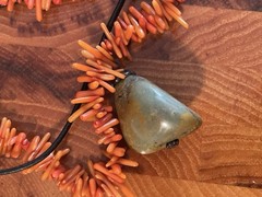 Vintage Coral & Turquoise Pendant Two Strand Necklace. Unique. 16 Inches
