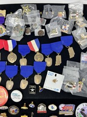 Vintage Gold & Silver Tone Assorted, Marketing, Flag, Music Pin Back Lot Of 75+