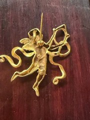 Signed MMA Vintage Gold Tone Cherub Brooch or Pendant Metropolitan Museum of Art
