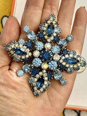 ORIGINAL By ROBERT BLUE & AB CRYSTAL RHINESTONE PIN BROOCH PENDANT VINTAGE 3.25”