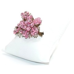 Signed Miriam Haskell Pink Art Glass Floral Brooch Hand Wired Vintage