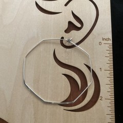 Earrings Hoop Silver Tone Octagon Everyday Basic Modern Chic Minimalist Thin Y2K