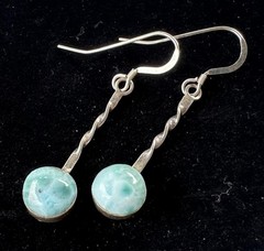 Larimar Dangle Earrings Twisted Wire Drop Earrings 925 Sterling Silver #19