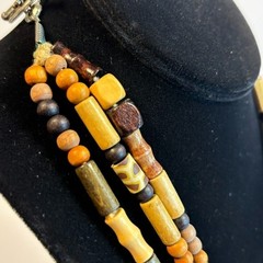 Vintage Necklace Chunky Wood Beads Maximalist Boho Colorful for Stacking