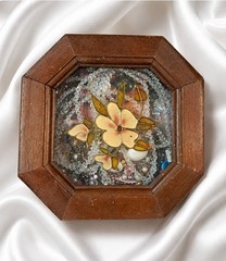 Small Vintage Wood And Glass Jewelry Box With Jewelry Lot Wearable Nice!!