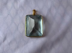 Vtg Faux Aqua Marine Glass Extra Large Pendant