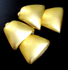 VTG RUNWAY LES BERNARD 2 1/4″ DANGLE TIERED SATIN GP EARRINGS 70s MODERNIST CLIP