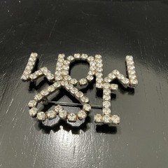 Vintage I Love Mom Rhinestone Brooch 2.2” 22g Heart Mother’s Day Gift Pin