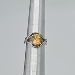 Vintage Citrine Ring Diamond Accents 925 Sterling Silver Size 5 FREE $HIPPING!!